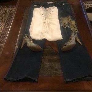 Jeans, BCB shoes and lace up top